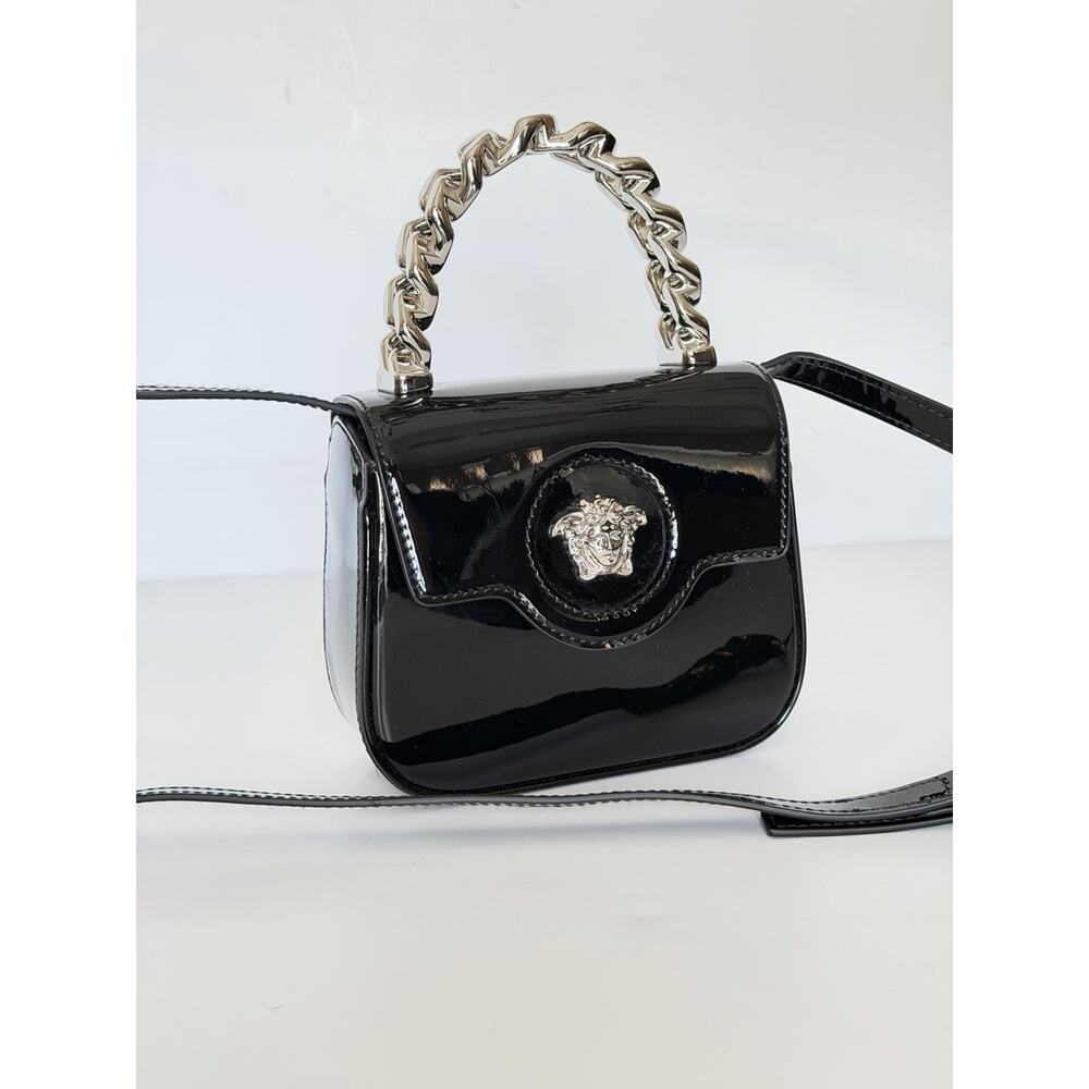 Versace Silver Medusa Black Leather Mini Top Handle Bag 1023434 IT NWT $1700 - Picture 13 of 16